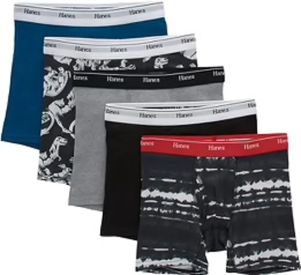 New NWT Hanes Boys' 5 Stretch Boxer Briefs Youth Size Medium 10-12